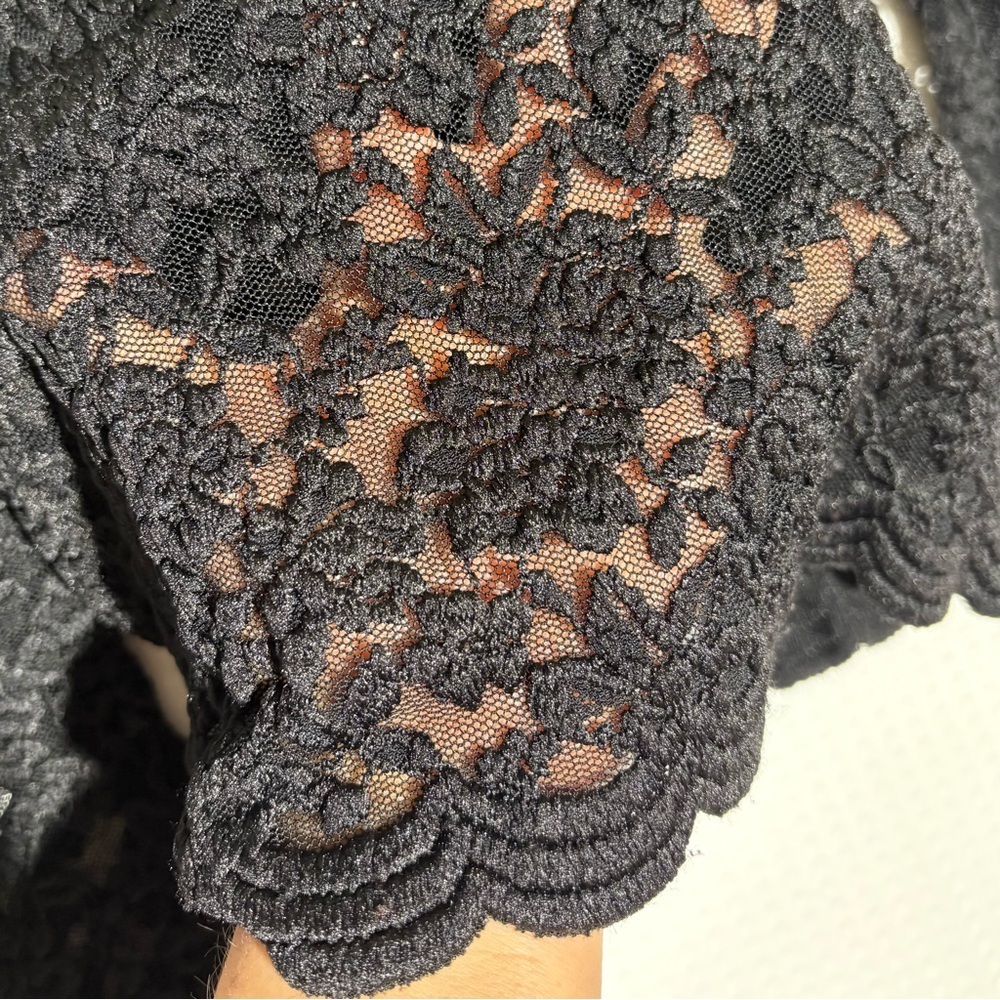 Audrey semi sheer floral lace crop top womens Whimsigoth romantic black size M - Picture 5 of 9